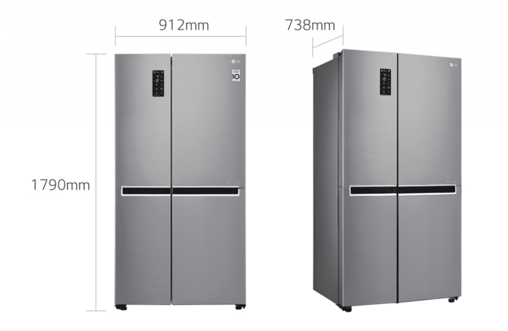 LG GCB247SLUV.APZQESA, 626L Platinum Silver Side by Side Refrigerator, Mega Capacity Products4u