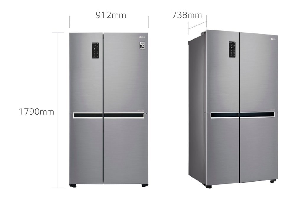 LG GCB247SLUV.APZQESA, 626L Platinum Silver Side by Side Refrigerator
