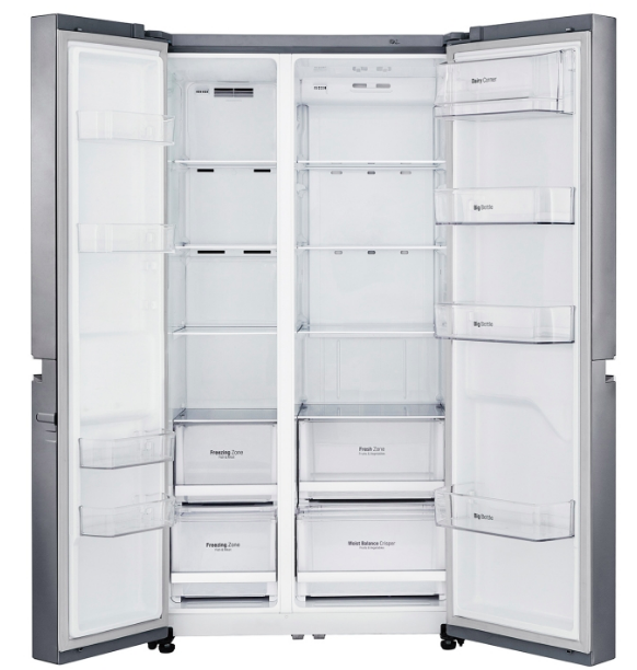 LG GCB247SLUV.APZQESA, 626L Platinum Silver Side by Side Refrigerator